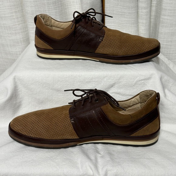 Greyder Men Brown Suede Leather‎ Perforated Lace Up Oxford Dress Shoes Size 10US - Picture 6 of 8